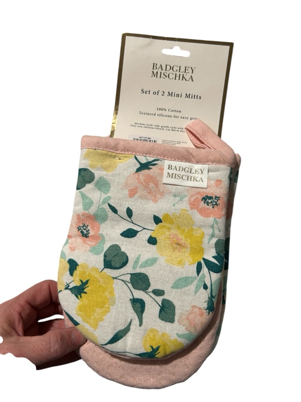 Badgley Mischka Floral Mini Mitts - Yellow, Pink & Green